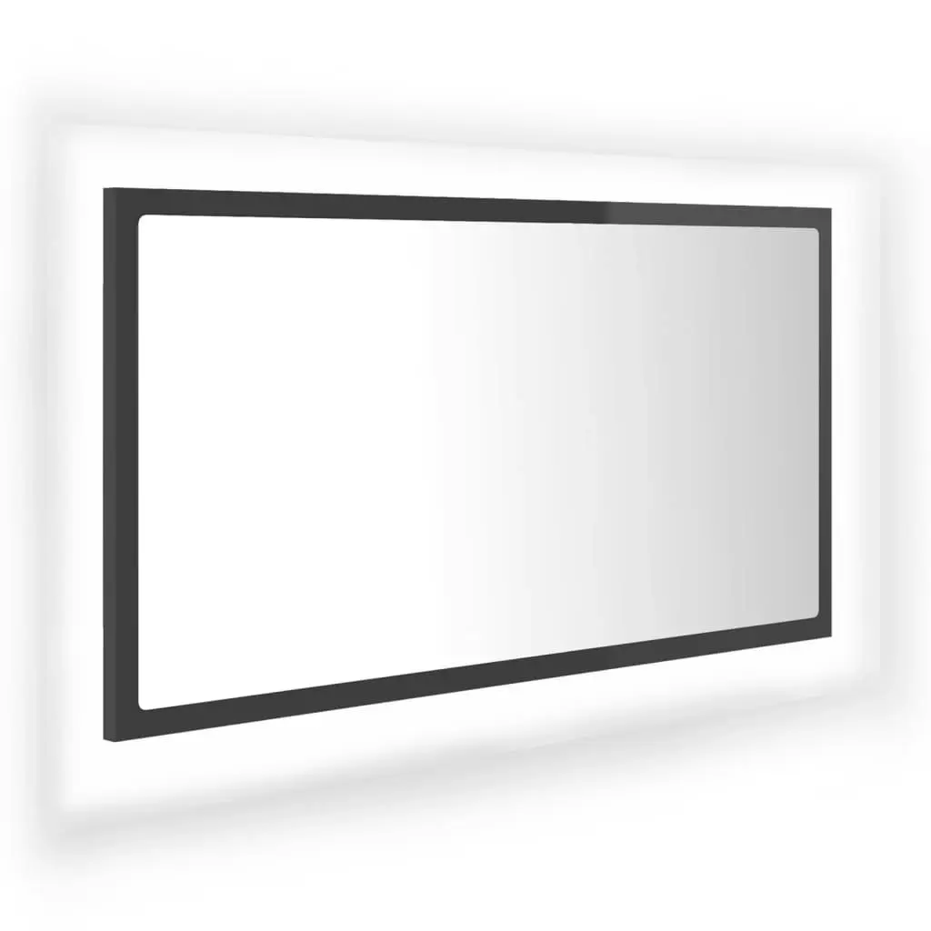 LED Bathroom Mirror High Gloss Grey 80x8.5x37 cm Acrylic 804931