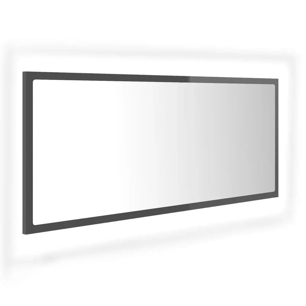 LED Bathroom Mirror High Gloss Grey 100x8.5x37 cm Acrylic 804947