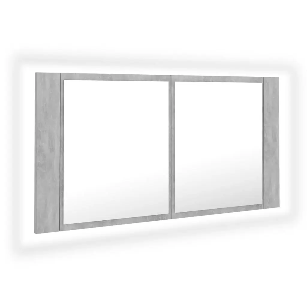 LED Bathroom Mirror Cabinet Concrete Grey 90x12x45 cm Acrylic 804976