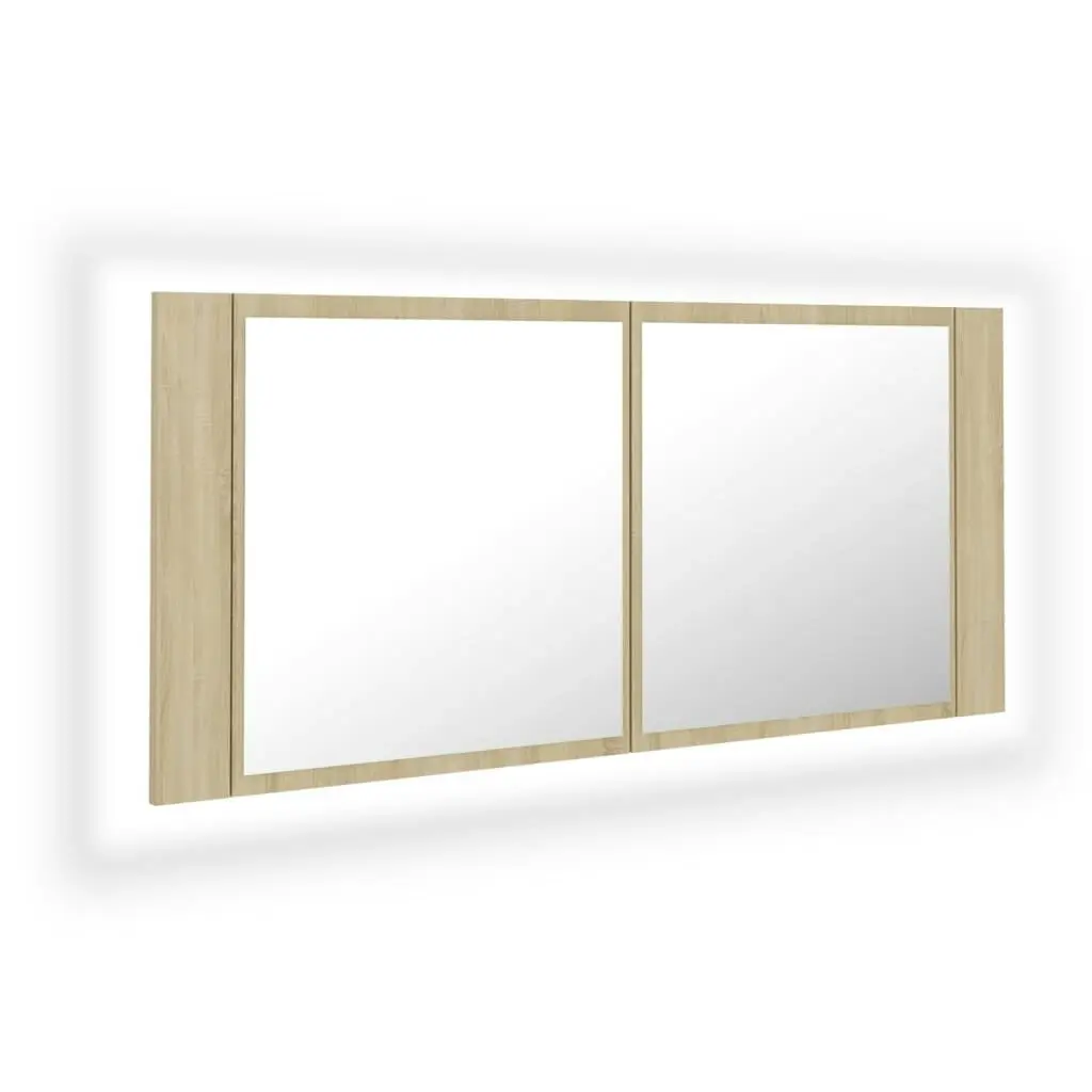 LED Bathroom Mirror Cabinet Sonoma Oak 100x12x45 cm Acrylic 804983