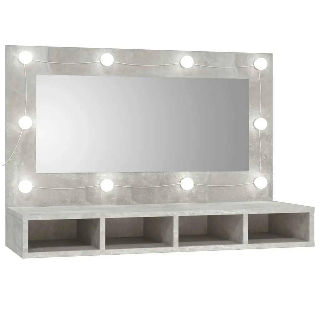 Mirror Cabinet with LED Concrete Grey 90x31.5x62 cm 808895