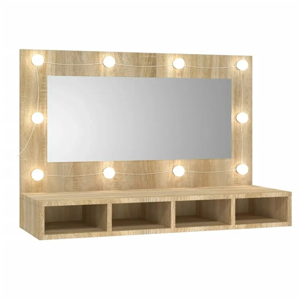 Mirror Cabinet with LED Sonoma Oak 90x31.5x62 cm 808894