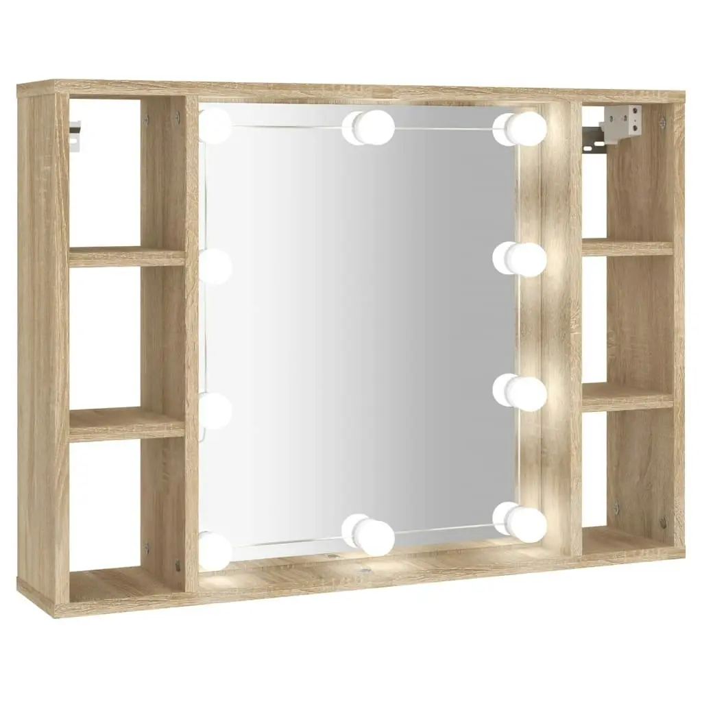 Mirror Cabinet with LED Sonoma Oak 76x15x55 cm 808858