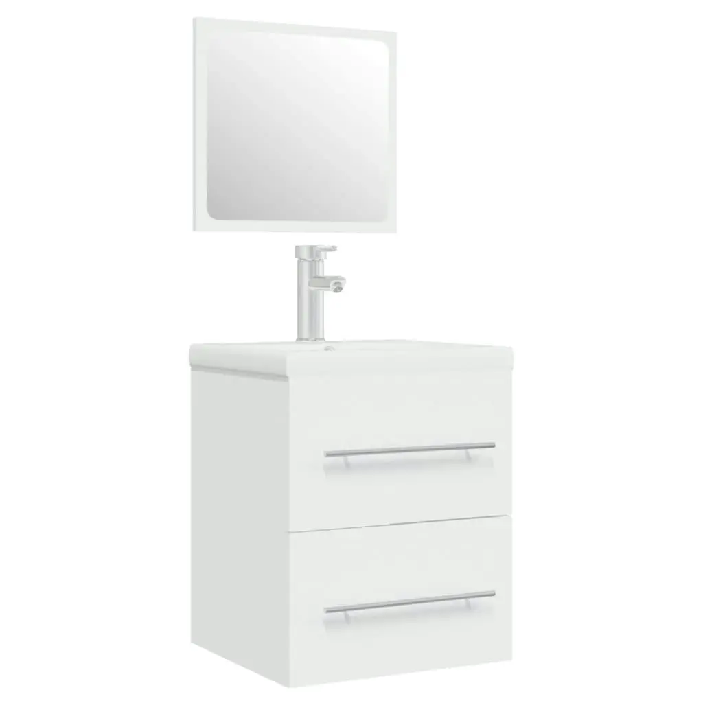 Sink Cabinet with Built-in Basin White Engineered Wood 3114163