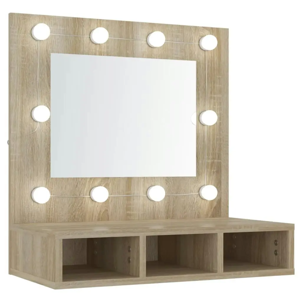 Mirror Cabinet with LED Sonoma Oak 60x31.5x62 cm 808885