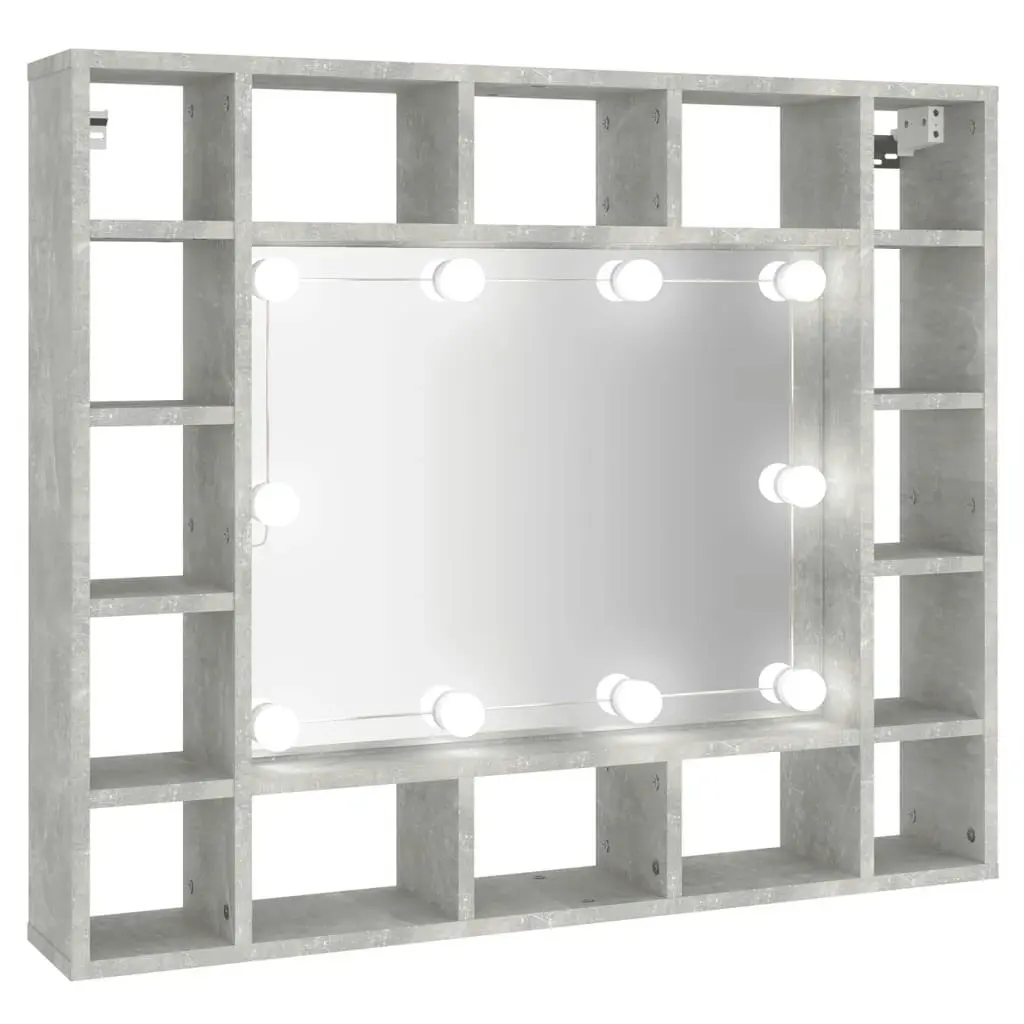 Mirror Cabinet with LED Concrete Grey 91x15x76.5 cm 808868