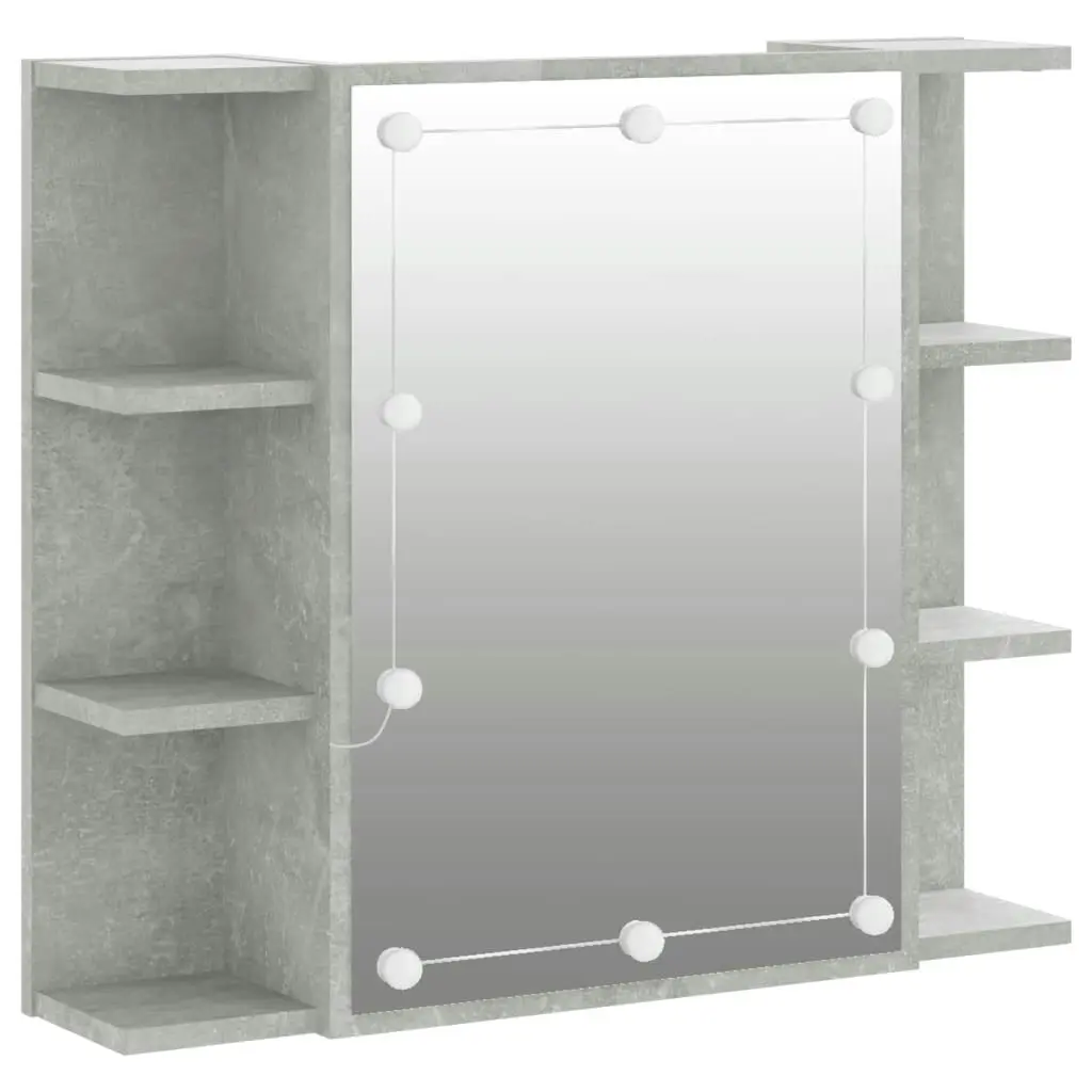 Mirror Cabinet with LED Concrete Grey 70x16.5x60 cm 808877