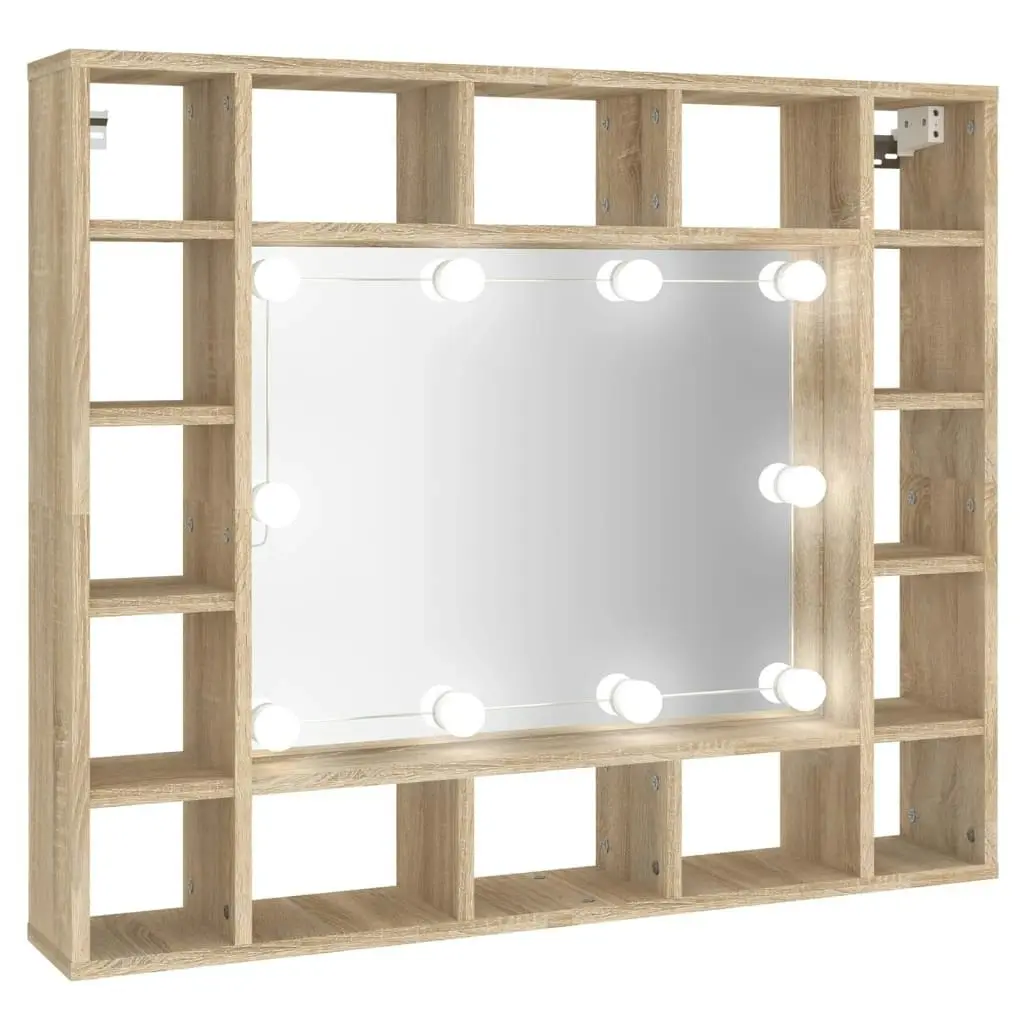 Mirror Cabinet with LED Sonoma Oak 91x15x76.5 cm 808867