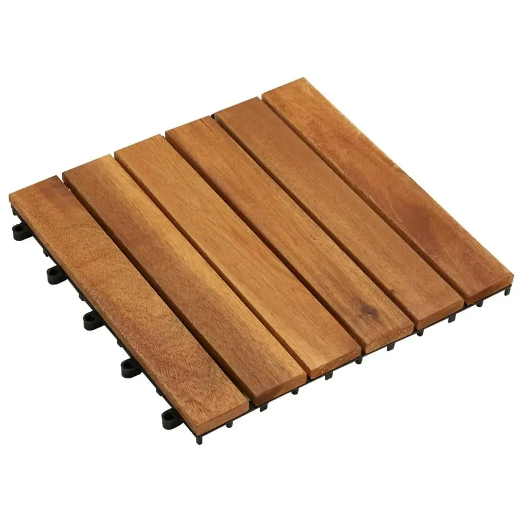 10 pcs Acacia Decking Tiles 30 x 30 cm Vertical Pattern 41584