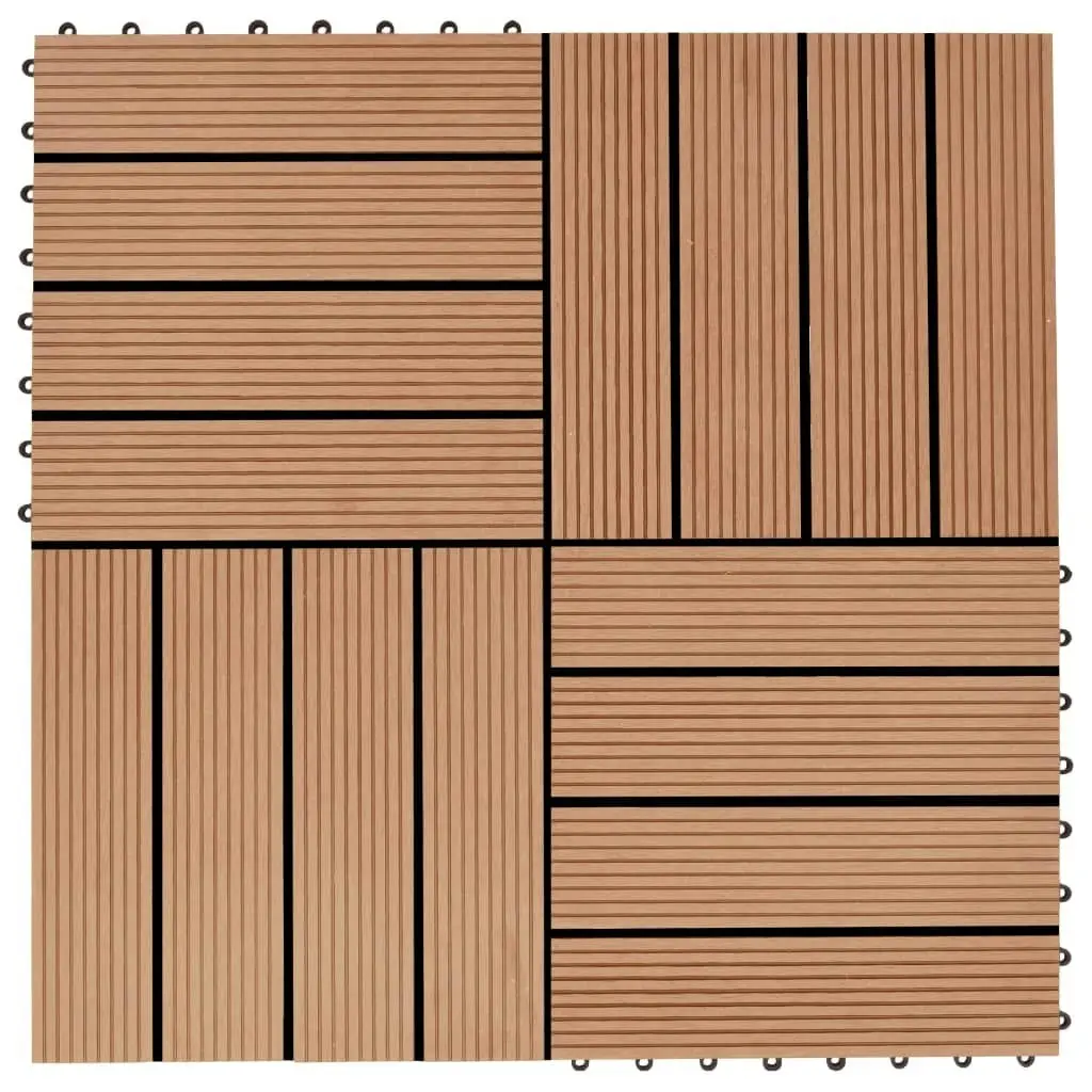 11 pcs Decking Tiles WPC 30x30 cm 1 sqm Teak Colour 45024