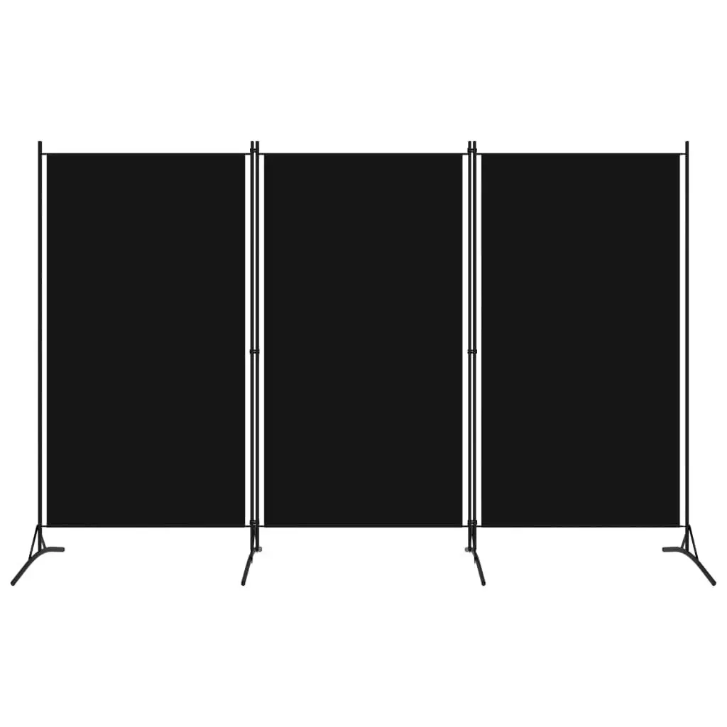 3-Panel Room Divider Black 260x180 cm Fabric 320734