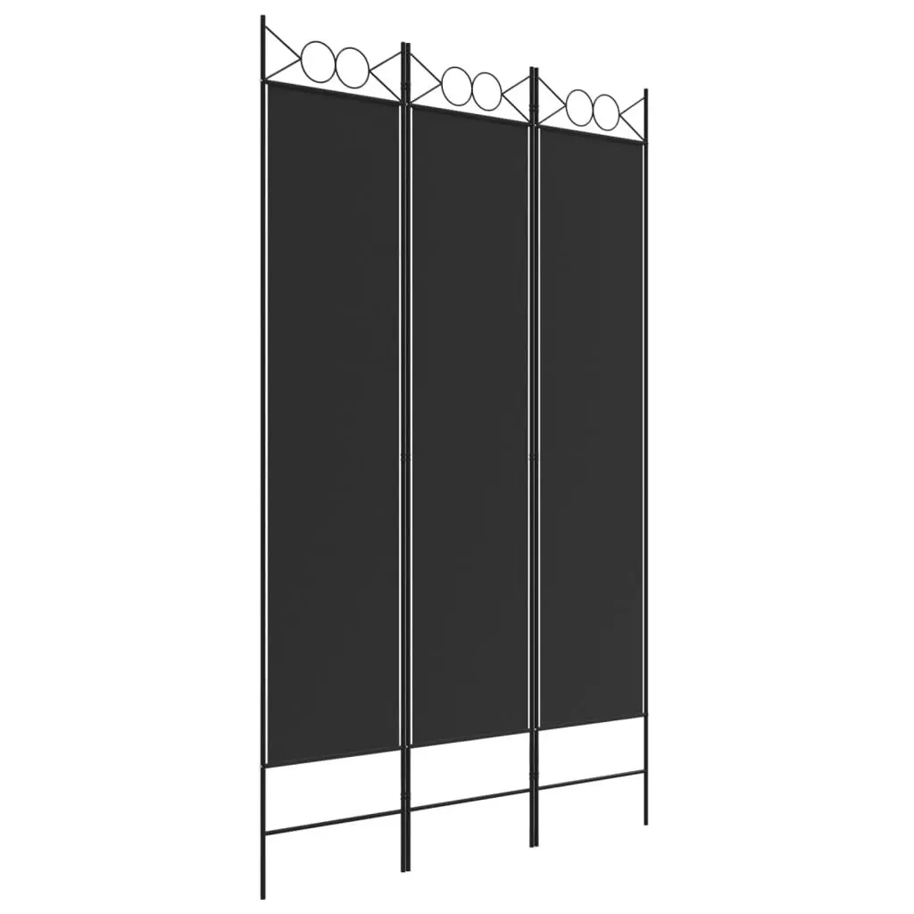 3-Panel Room Divider Black 120x200 cm Fabric 350149