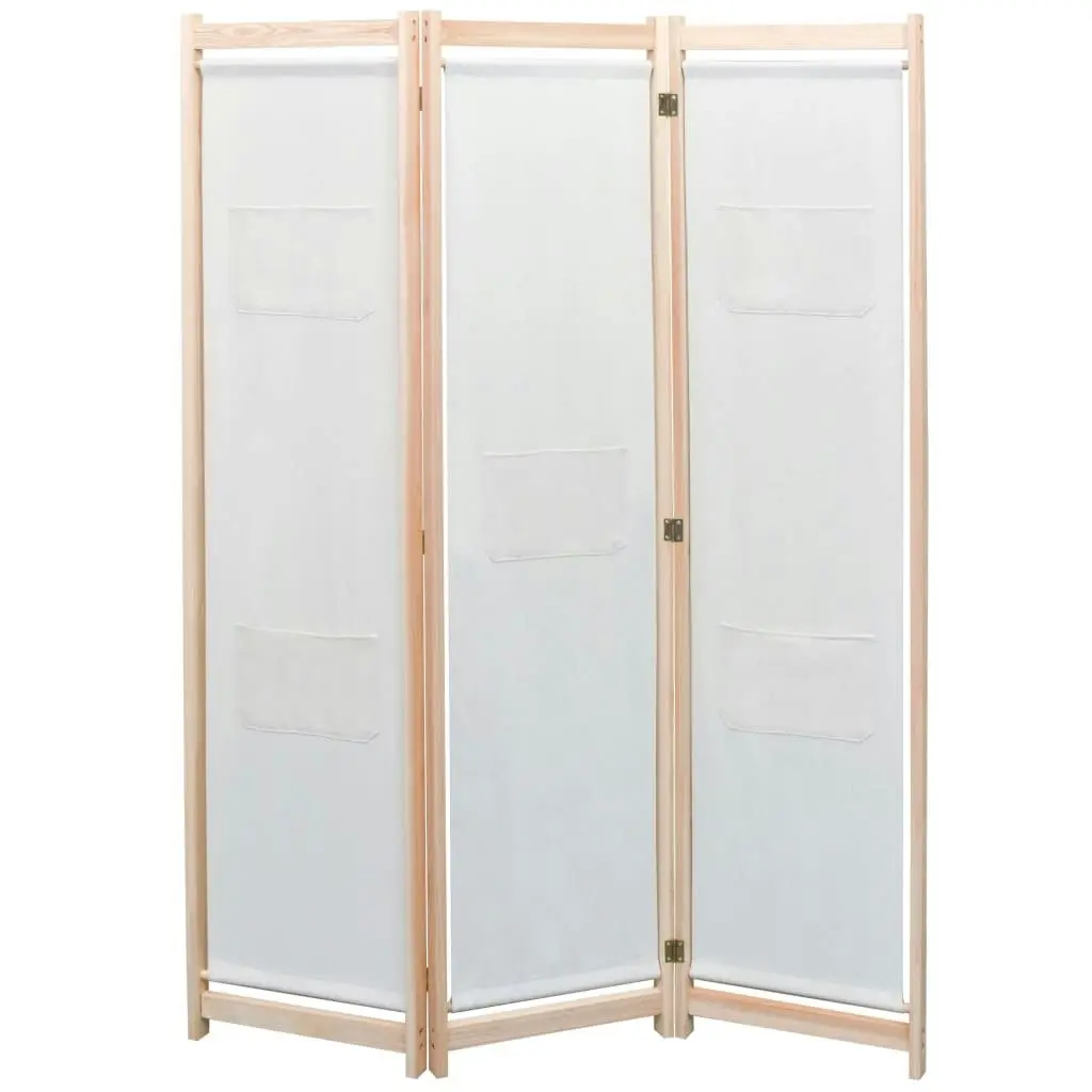 3-Panel Room Divider Cream 120x170x4 cm Fabric 42975