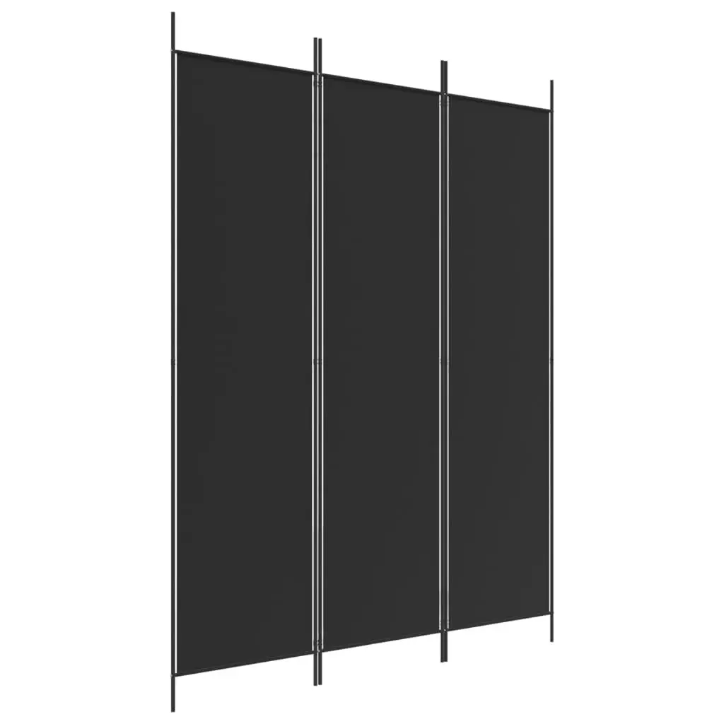 3-Panel Room Divider Black 150x200 cm Fabric 350181