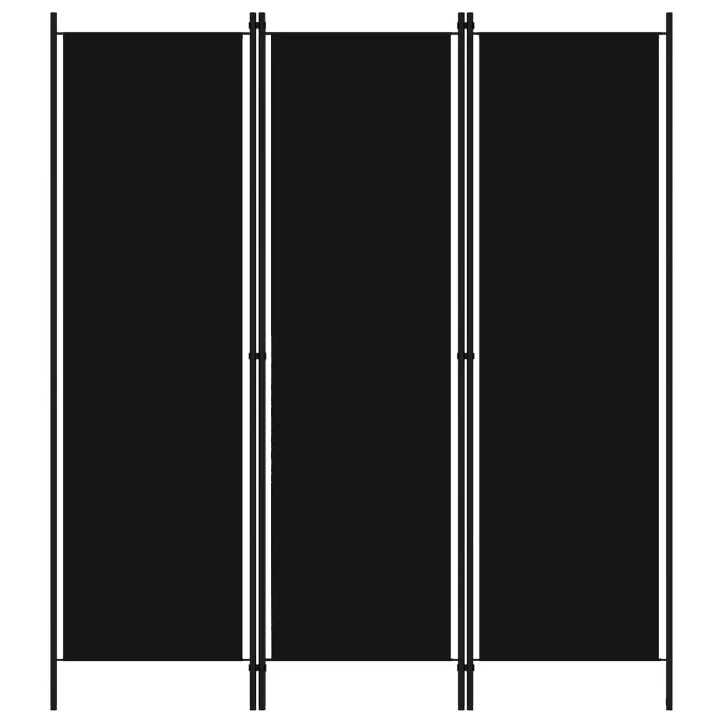 3-Panel Room Divider Black 150x180 cm 320718