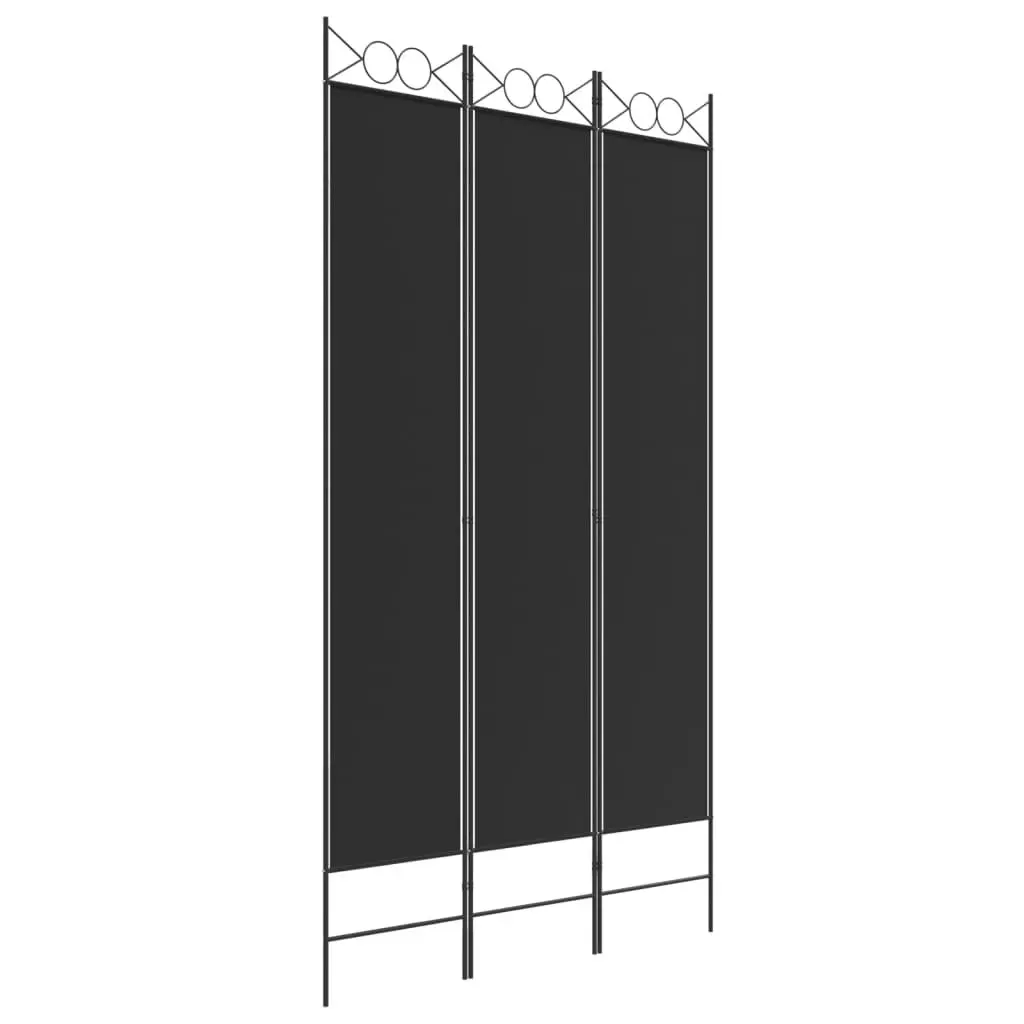 3-Panel Room Divider Black 120x220 cm Fabric 350165