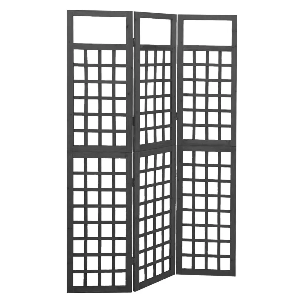 3-Panel Room Divider/Trellis Solid Fir Wood Black 121x180 cm 316482