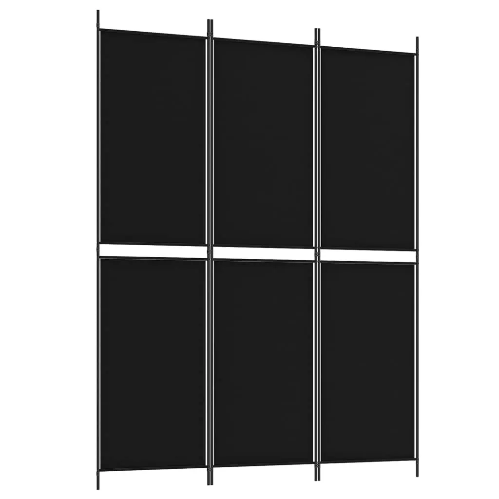 3-Panel Room Divider Black 150x200 cm Fabric 350229