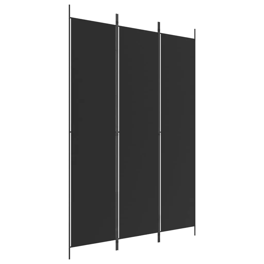 3-Panel Room Divider Black 150x220 cm Fabric 350197