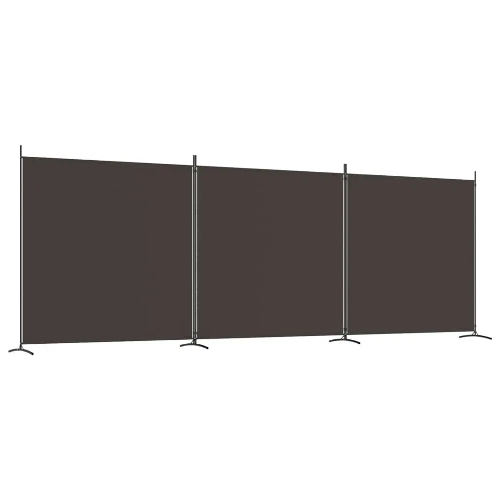 3-Panel Room Divider Brown 525x180 cm Fabric 350279