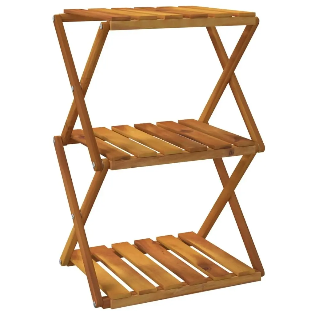 3-Tier Folding Shelf Brown 43x31x63 cm Solid Wood Acacia 153329