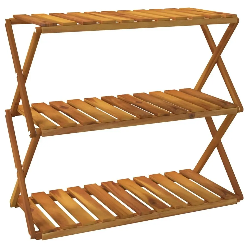 3-Tier Folding Shelf Brown 70x31x63 cm Solid Wood Acacia 153328