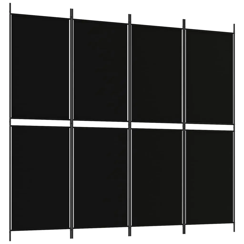 4-Panel Room Divider Black 200x180 cm Fabric 350217