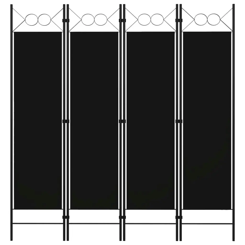 4-Panel Room Divider Black 160x180 cm 320705