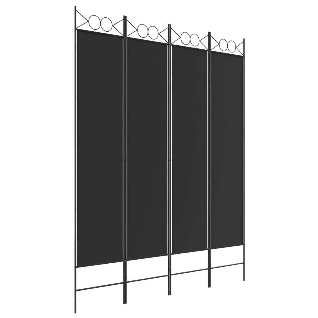 4-Panel Room Divider Black 160x200 cm Fabric 350153