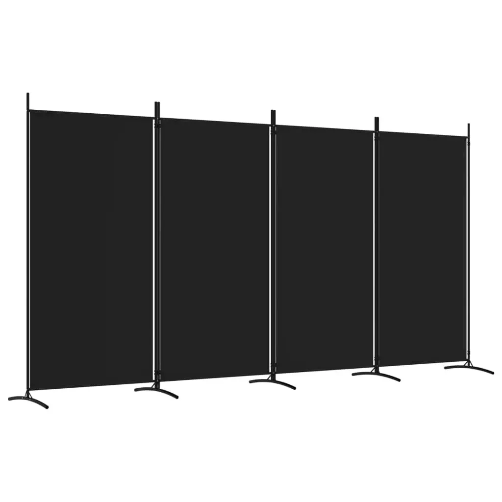 4-Panel Room Divider Black 346x180 cm Fabric 350265