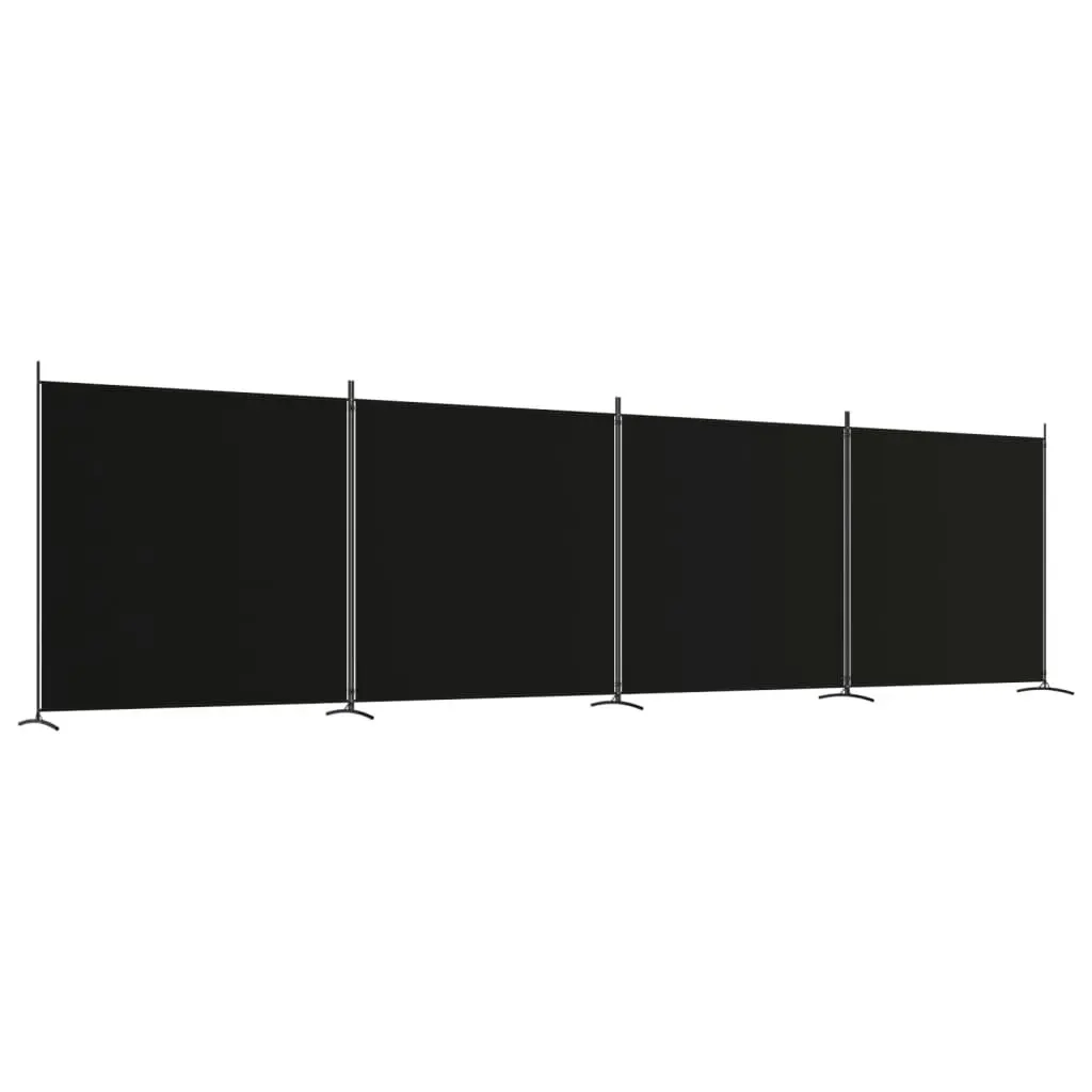 4-Panel Room Divider Black 698x180 cm Fabric 350285