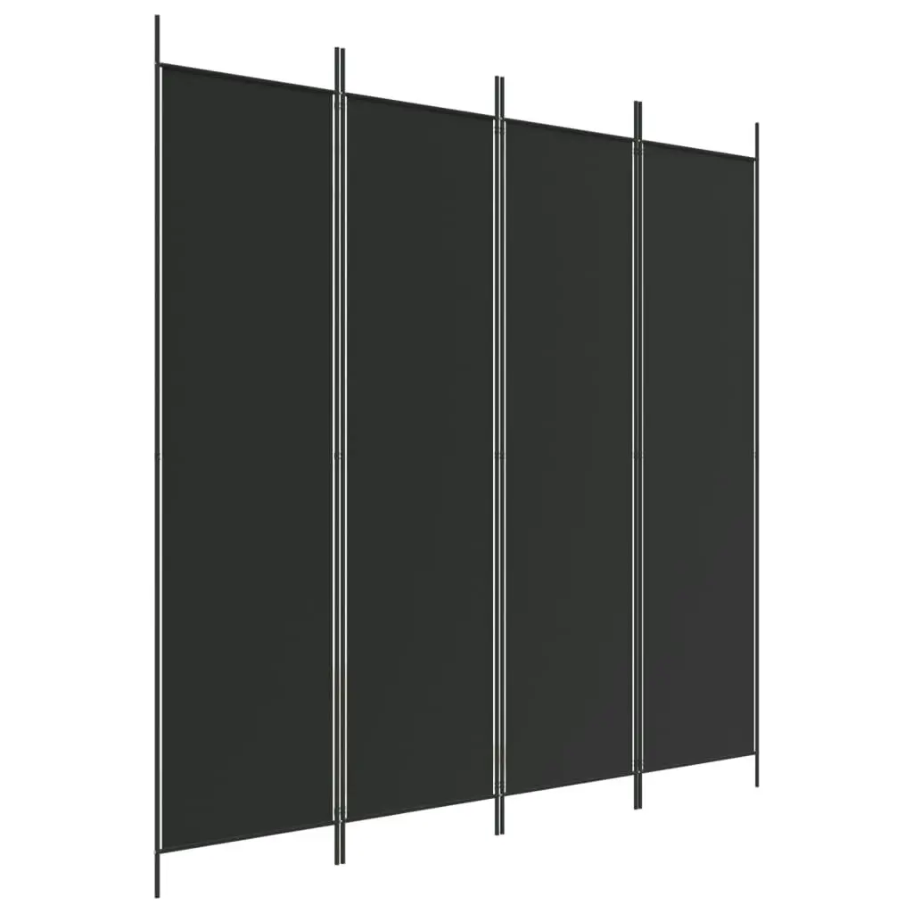 4-Panel Room Divider Black 200x200 cm Fabric 350185