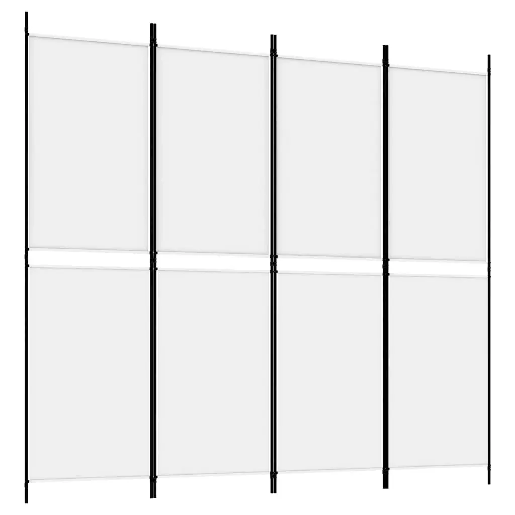 4-Panel Room Divider White 200x180 cm Fabric 350214