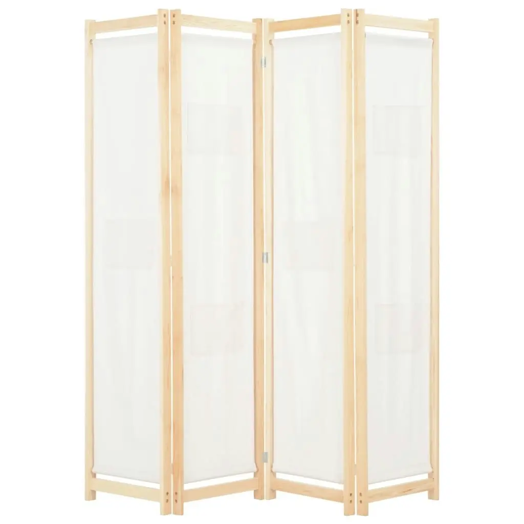 4-Panel Room Divider Cream 160x170x4 cm Fabric 248173