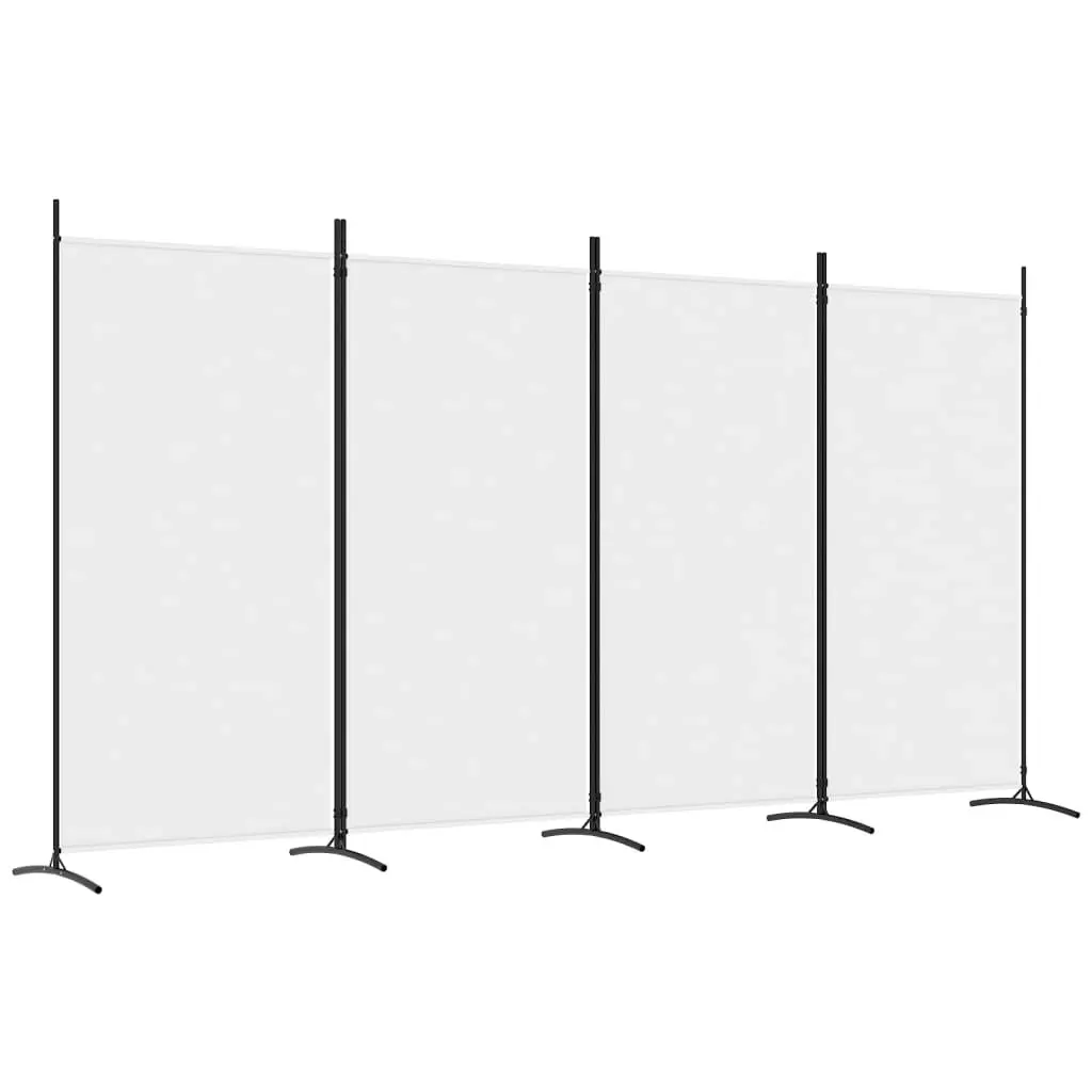 4-Panel Room Divider White 346x180 cm Fabric 350262