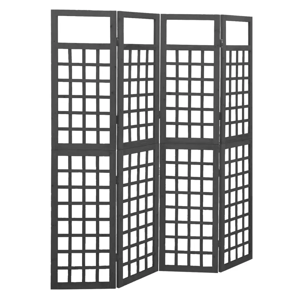 4-Panel Room Divider/Trellis Solid Fir Wood Black 161x180 cm 316483