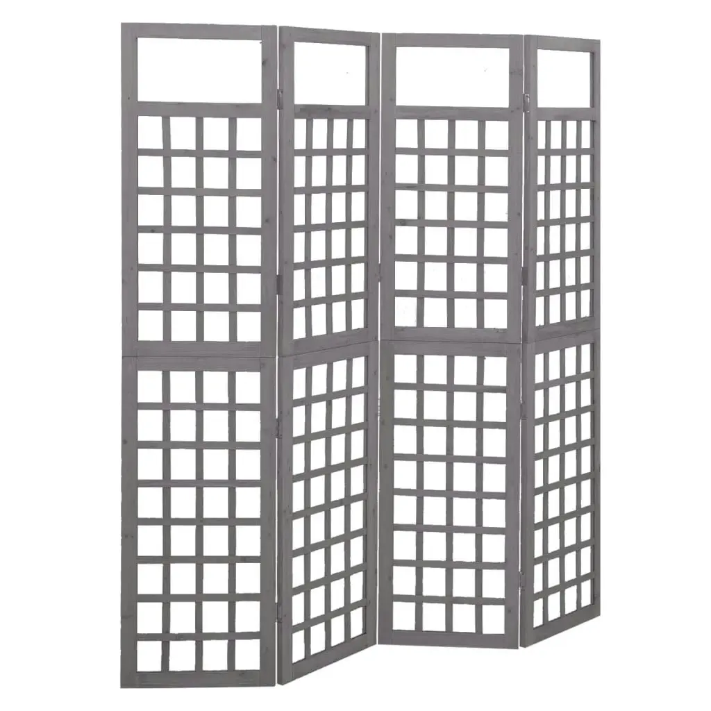 4-Panel Room Divider/Trellis Solid Fir Wood Grey 161x180 cm 316487