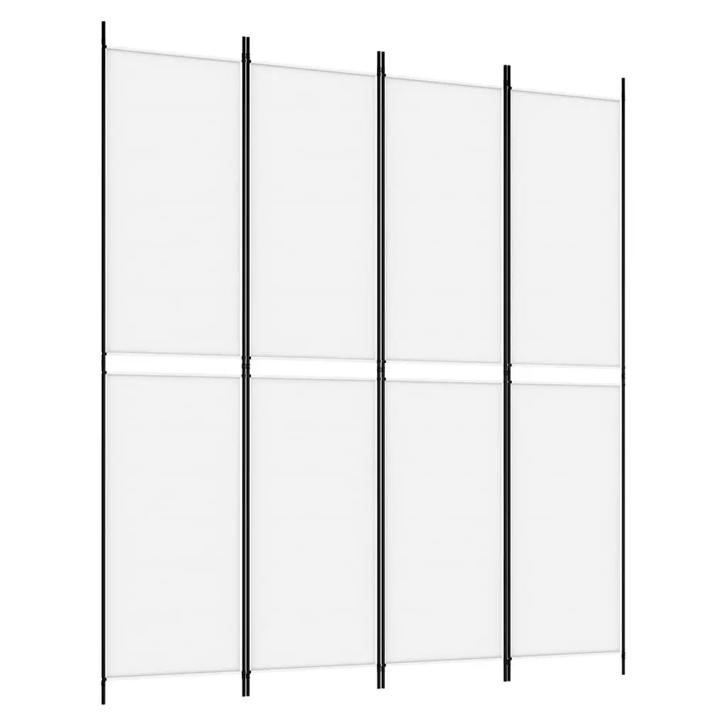 4-Panel Room Divider White 200x220 cm Fabric 350246