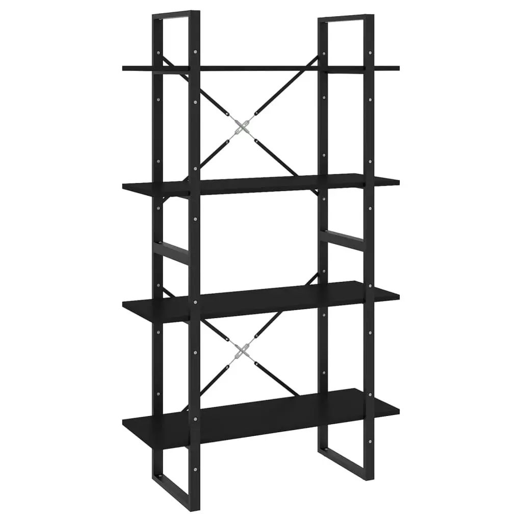 4-Tier Book Cabinet Black 80x30x140 cm Engineered Wood 806458