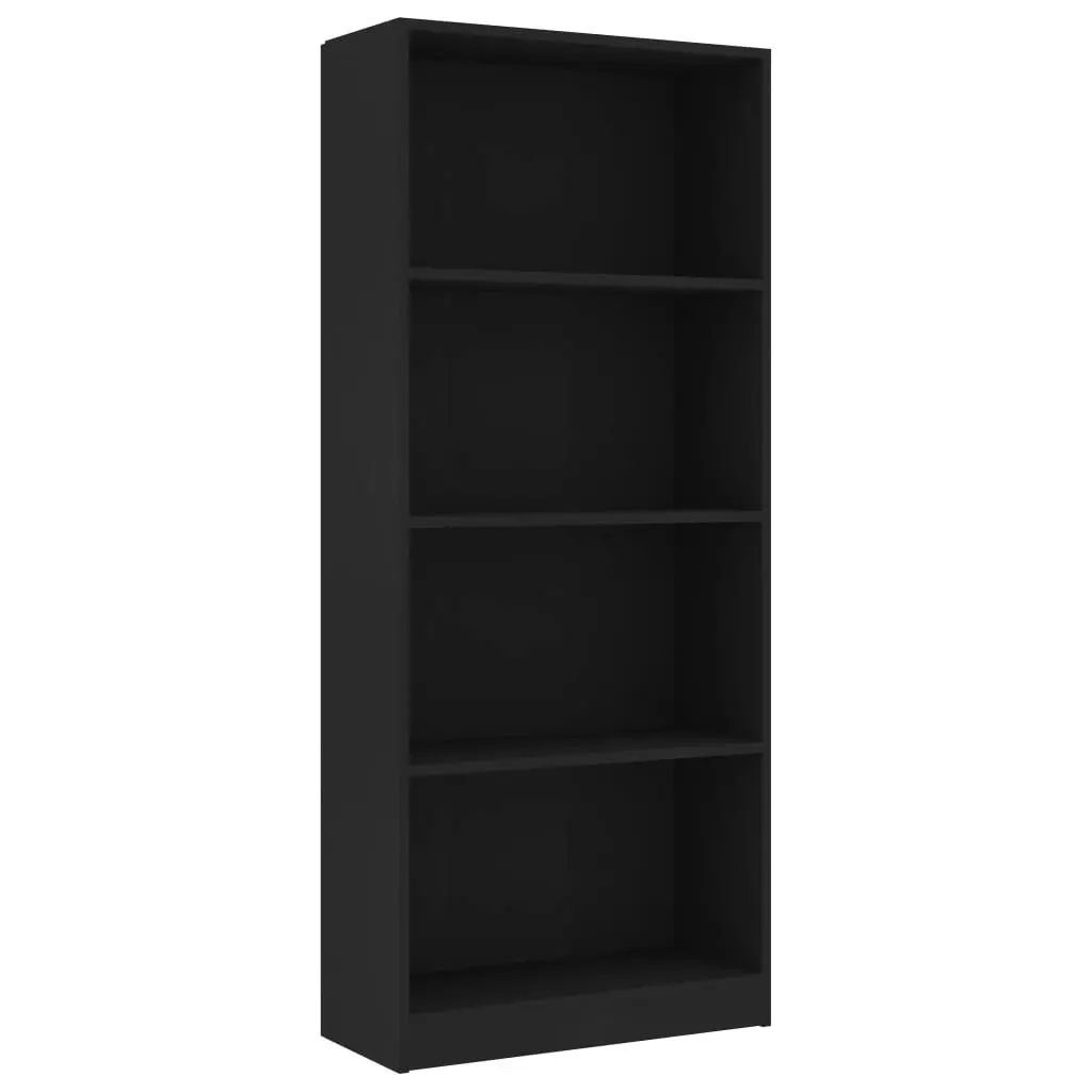 4-Tier Book Cabinet Black 60x24x142 cm Engineered Wood 800874