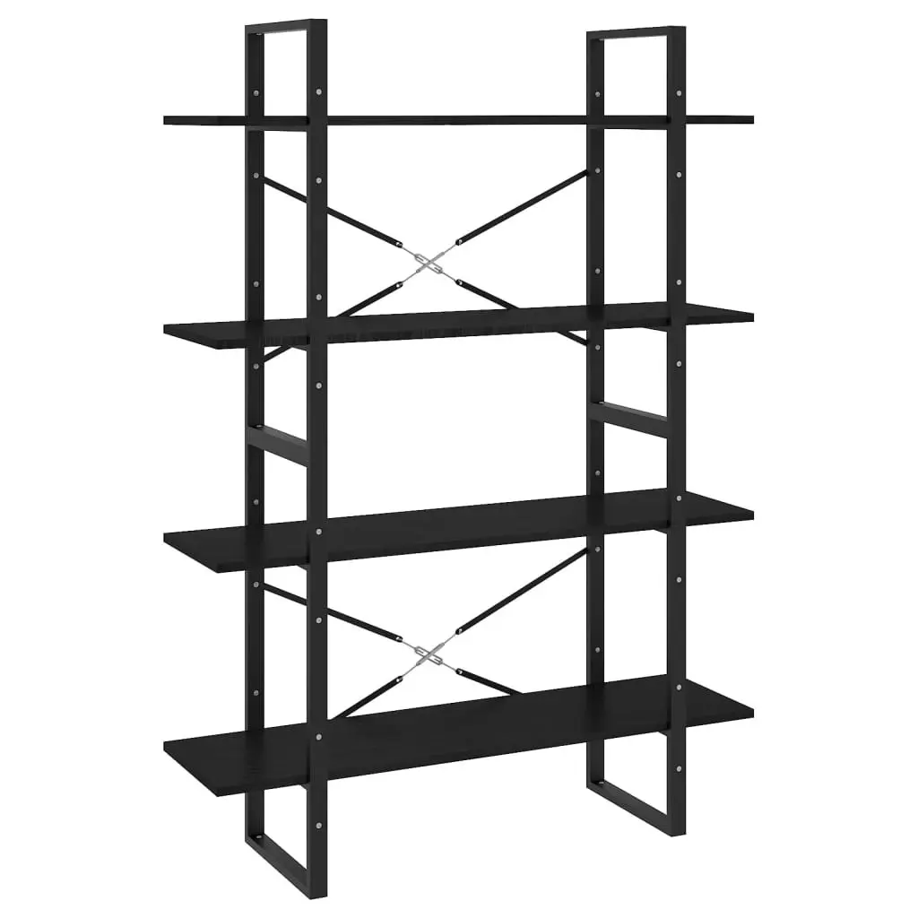 4-Tier Book Cabinet Black 100x30x140 cm Solid Pine Wood 806486