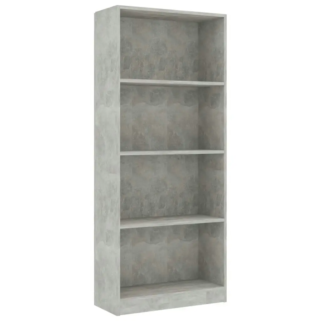 4-Tier Book Cabinet Concrete Grey 60x24x142 cm Engineered Wood 800877