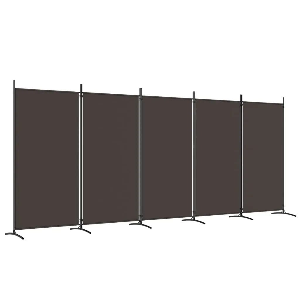 5-Panel Room Divider Brown 433x180 cm Fabric 350267