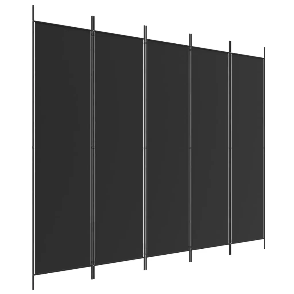 5-Panel Room Divider Black 250x200 cm Fabric 350189