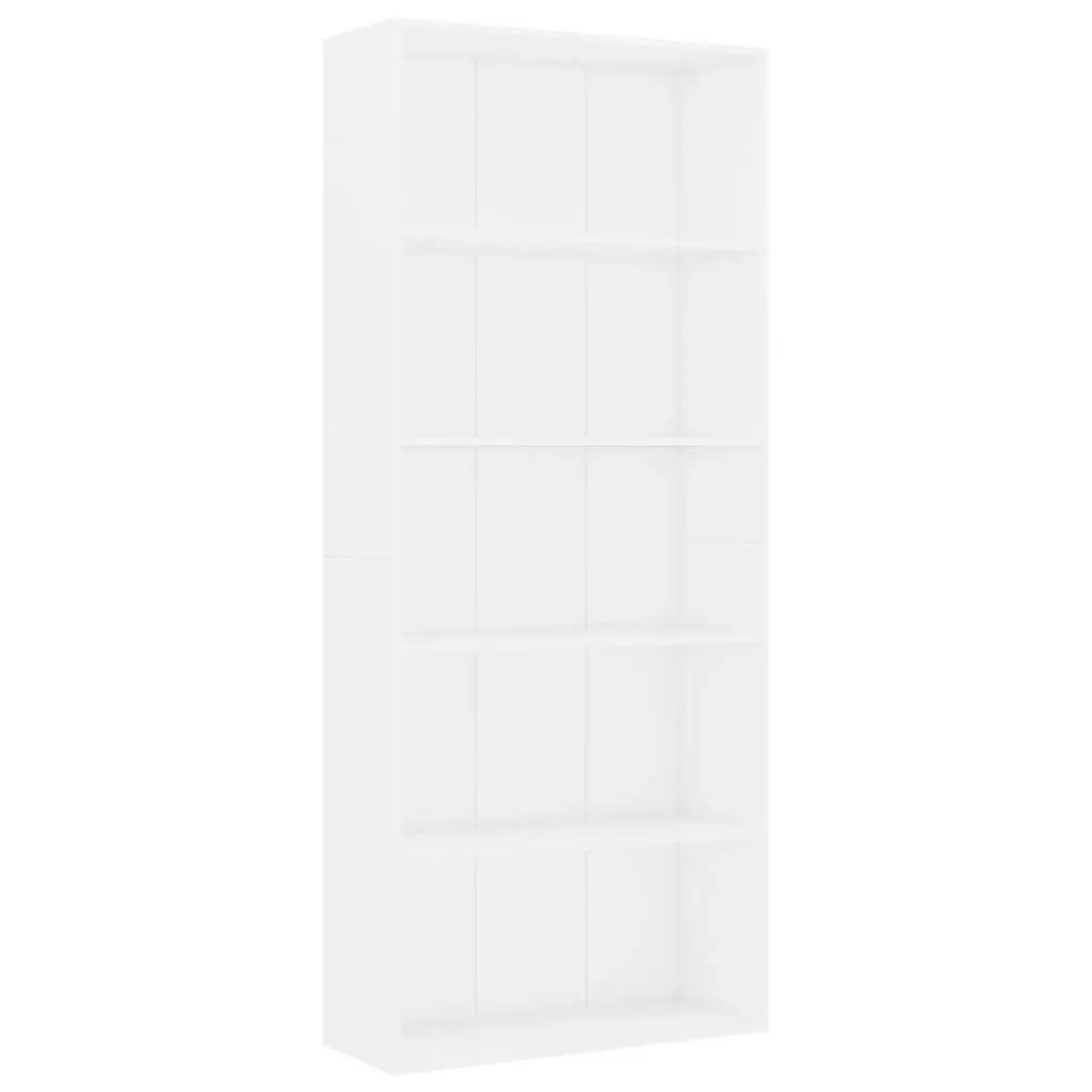 5-Tier Book Cabinet White 80x30x189 cm Engineered Wood 801026