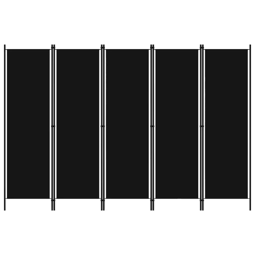 5-Panel Room Divider Black 250x180 cm 320726