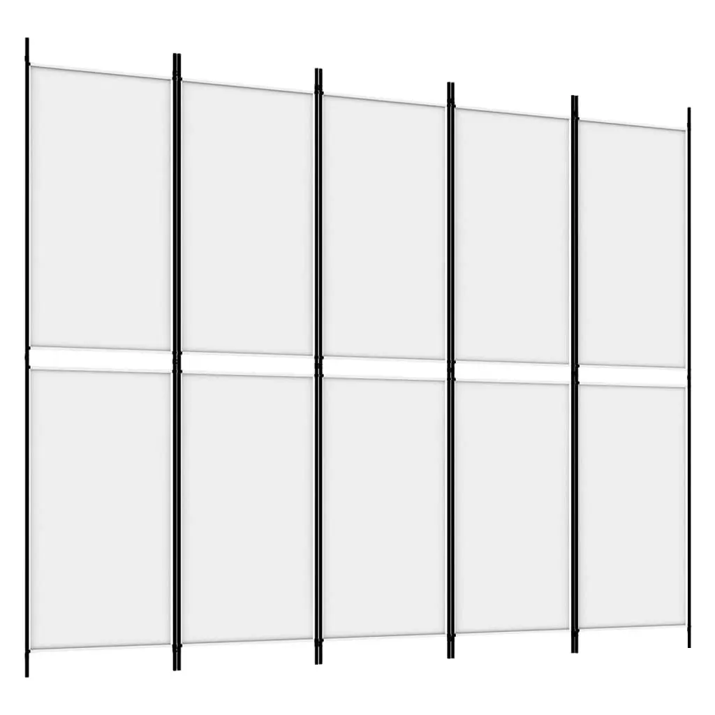 5-Panel Room Divider White 250x200 cm Fabric 350234