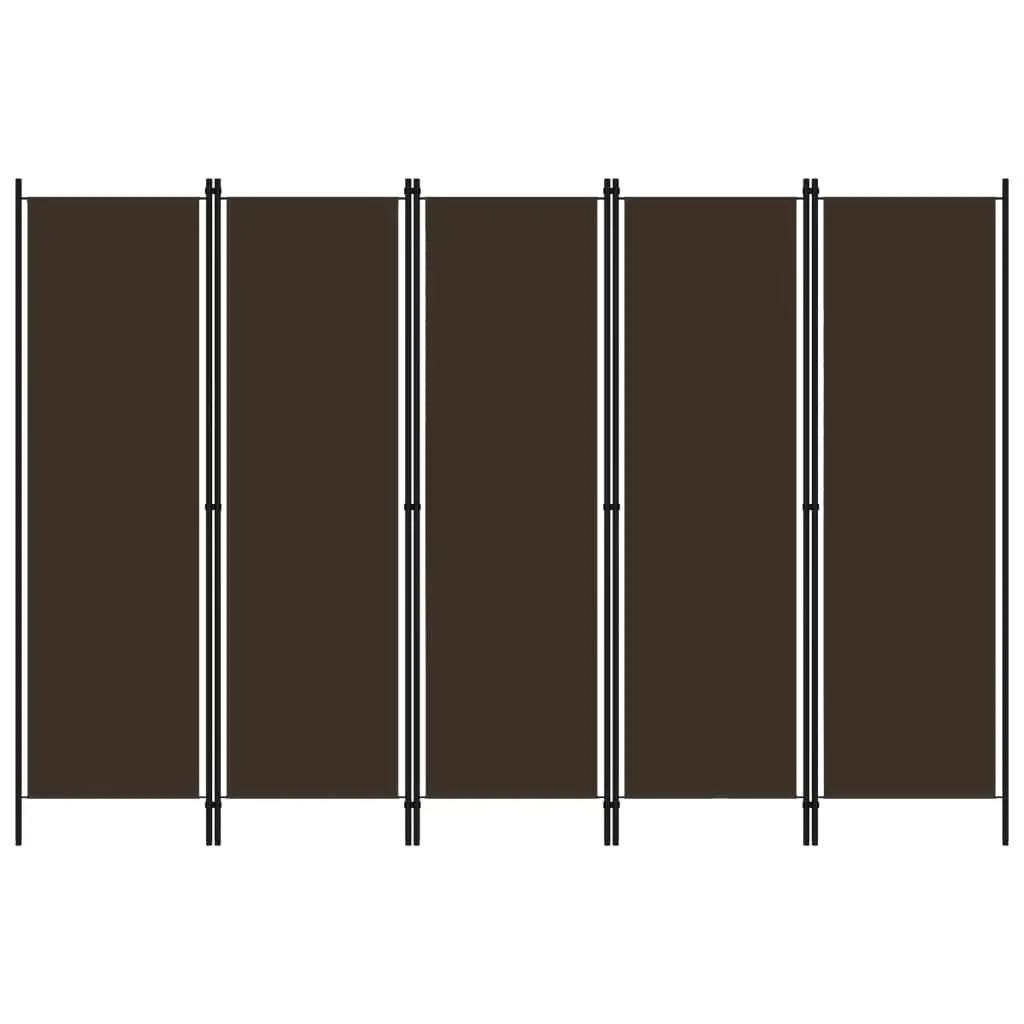 5-Panel Room Divider Brown 250x180 cm 320724