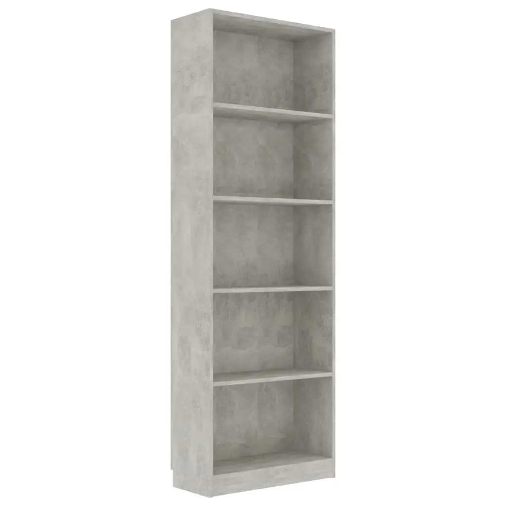 5-Tier Book Cabinet Concrete Grey 60x24x175 cm Engineered Wood 800886