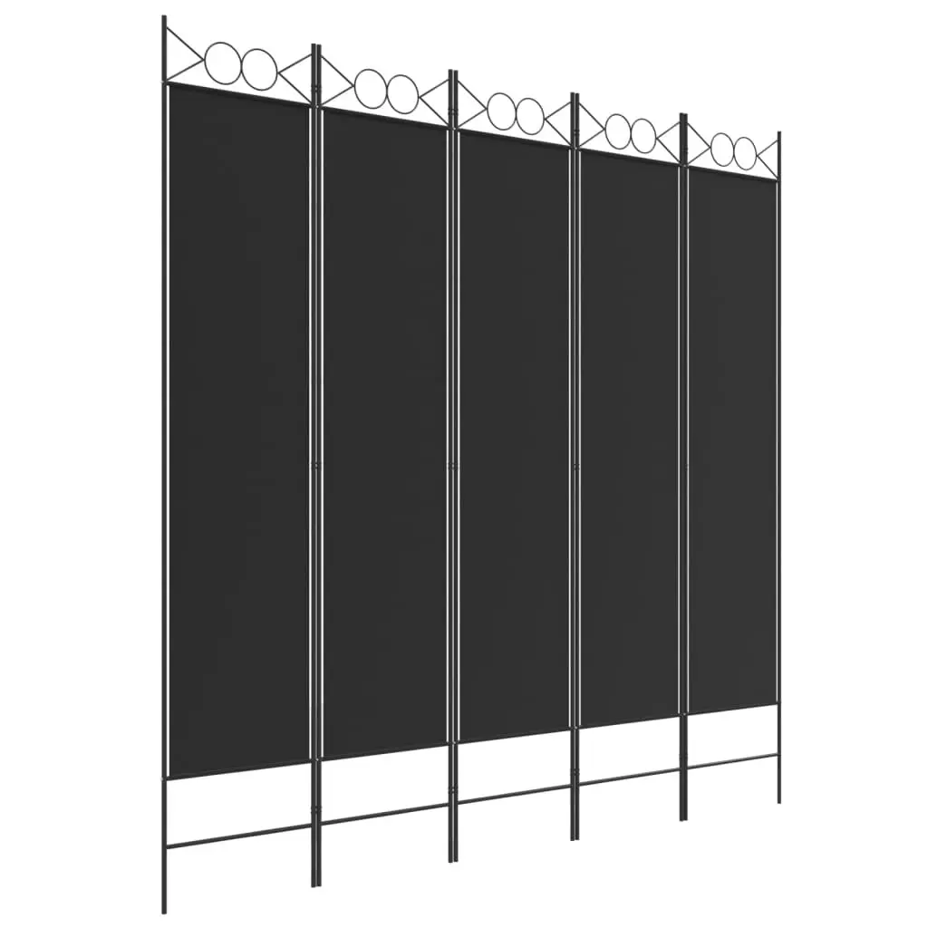 5-Panel Room Divider Black 200x200 cm Fabric 350157